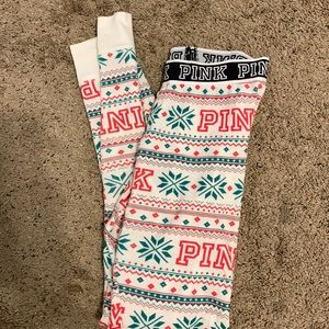 Pink/ Victoria’s Secret Christmas Pajama pants. Size XS